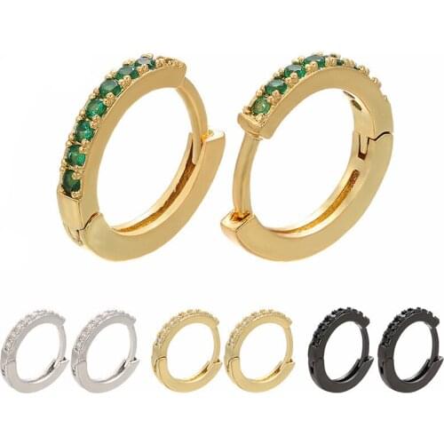 One pair Colorful Earrings Round Copper Simple Jewelry Micro Pave Cubic Zirconia Rose Gold Color Earring For Women And Girls