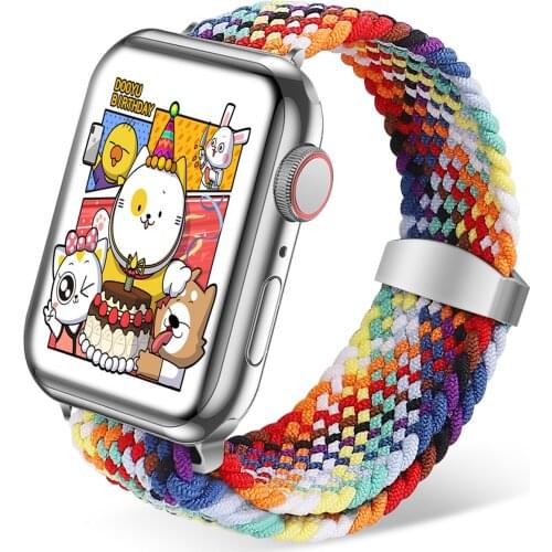 Braided Solo Loop For Apple watch band 44mm 40mm 38mm 42mm 40 44 mm Nylon adjustable Elastic bracelet iWatch series 345se6 strap
