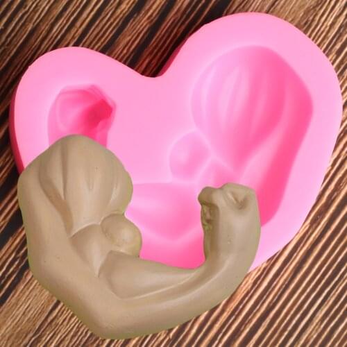 Strong Arm Muscles Shape 3D Silicone Fondant Mold DIY Cake Decorating Tools Polymer Clay Molds Chocolate Sugar Craft Mould