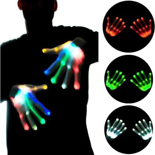 Dance Stage LED Light Flashing Gloves Flashing Finger Glow Mittens Xmas Dance Rave Party Fun Cycling Gloves