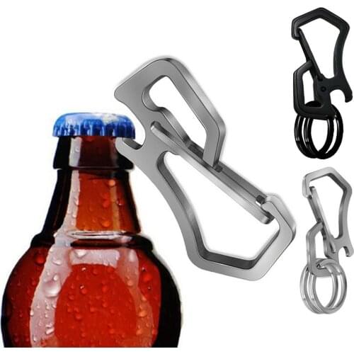 Titanium Carabiner Clip Multifunctional Carabiner Key Chain with Bottle Opener and Wrench One-button Design Cutting Hook Buckle