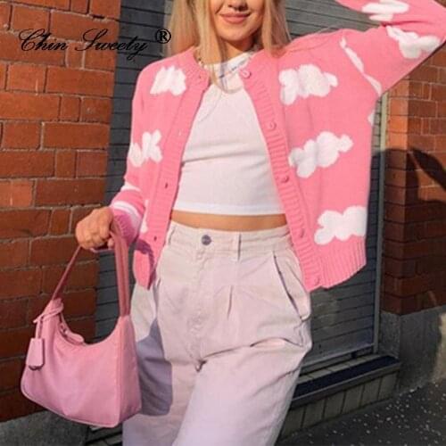 Sweater Winter Cardigan Fall 2021 Women Clothes Knit Cute Sweaters Loose Croped Top Harajuku Sweet Ladies Cardigans Sueter Coats