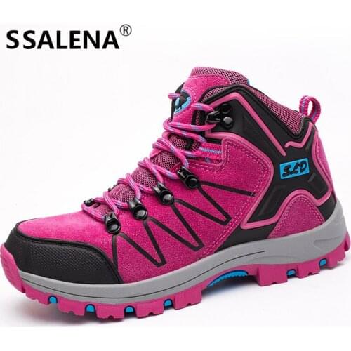 Women Professional Leather Hiking Shoes Women Breathable Outdoor Climbing Sneakers Women Skidproof High Top Sneakers AA51842