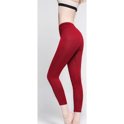 Women Yoga Pants Fashion Casual Soft Black/ Wine Red Waist High Waist Sports Pants Elasticity Casual Solid Pants For Feminina