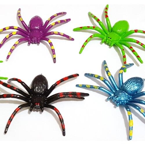 100 pc Wholesales Painted Colorful Spider Horror Joke Halloween Bugs Insect Fun Party Favors Restaurant Decoration Science