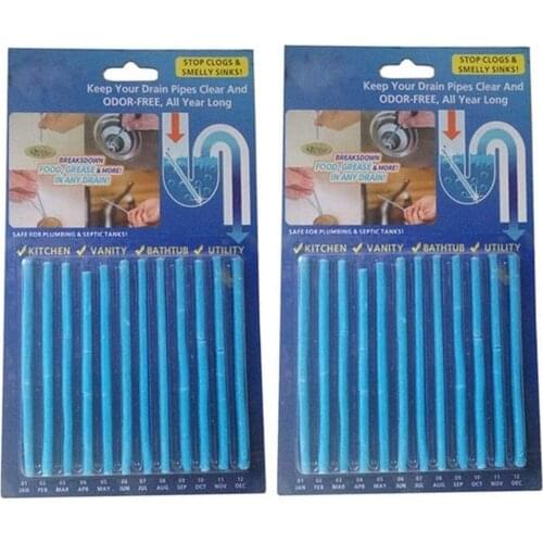 24 Pcs Drain Sticks Drain Cleaner Sticks Drain Sink Deodorizer Sticks Keep Your Drain Pipes Clear Prevent Clogs for Kitchen