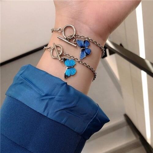 2020 Kpop Harajuku Personality Aesthetic Butterfly OT Buckle Titanium Steel Chain Bracelet For Women Egirl Bff Lovers Jewelry