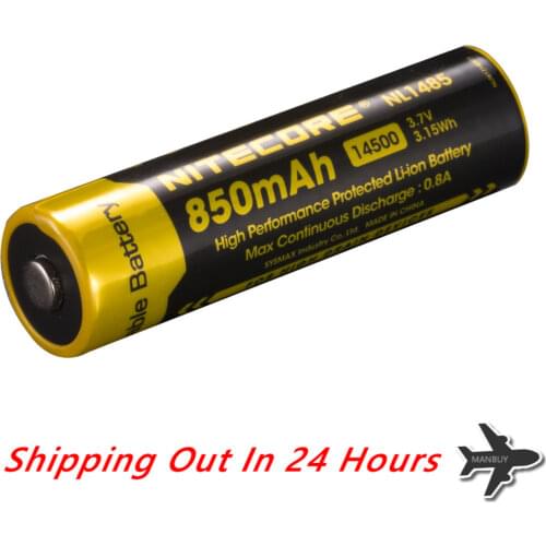 2020 NEW NITECORE NL1485 14500 Li-on Battery 850mAh 3.7V 3.15Wh Protected Rechargeable 0.8A Charge-discharge Cycles CELL Manbuy