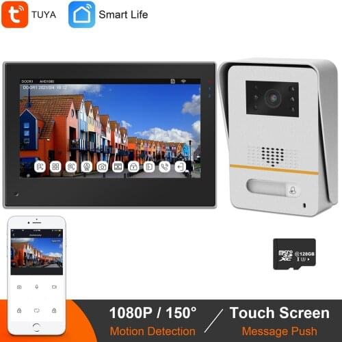 TUYA WIFI Intercom For Home Wireless Video Door Phone 7 Inch Touch Screen 150° Doorbell 1080P Door Intercoms Smart Phone Control