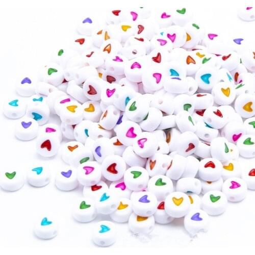 New acrylic DIY 4*7MM letter beads flat round heart puzzle beaded bracelet jewelry accessories 100pcs