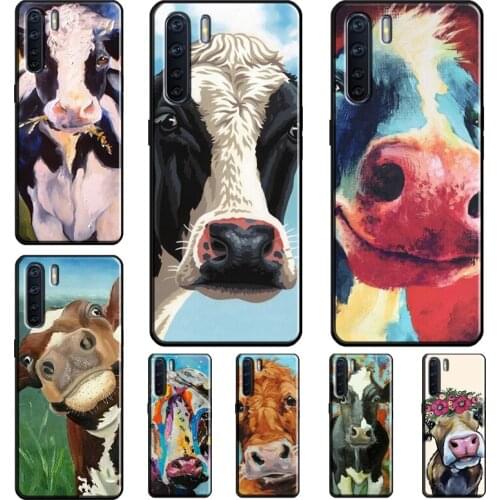 Animal Cattle Cow Watercolor Case For OPPO A1K A52 A72 A83 A91 A3S A5S A15 F5 A5 A9 A31 A53 2020 Reno 2 Z 4 Pro Coque