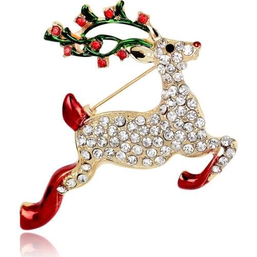 CINDY XIANG New Fashion Enamel Deer Brooches Cute Sika Deer Rhinestone Animal Brooch Pins Children Kids Christmas New Year Gifts
