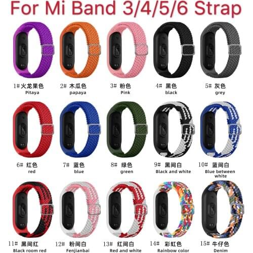 Elastic Nylon Strap For XiaoMi Mi Band 6 4 3 5 Adjustable Nylon Breathable Wristband For Mi Band 4 5 6 Bracelet replacement band