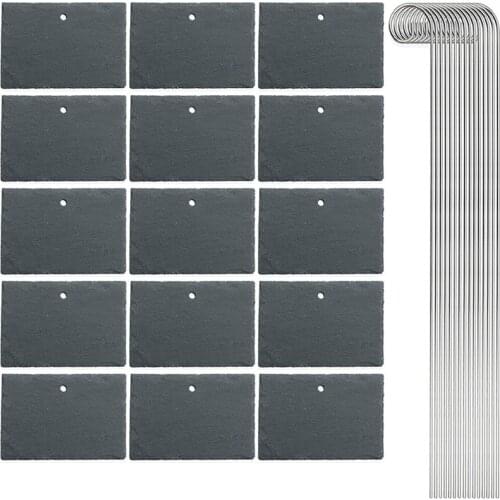 Slate Plant Labels Garden Plant Markers Herb Labels Greenhouse Accessories Garden Stakes, 15PCS