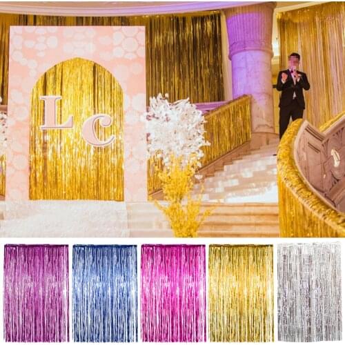 1x2 Meters Foil Fringe Tinsel Curtain Party Background Wall Wedding Photography Backdrop Birthday Party Decoration