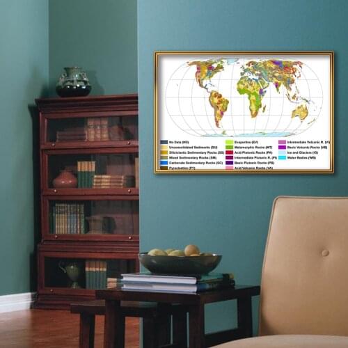 59*42cm Geological Map Of The World Wall Art Poster Vintage Canvas Painting Living Room Home Decoration School Supplies