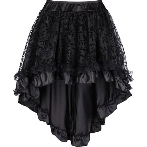 Burlesque Corset Skirt High Low Lace Ruffled Irregular Gothic Steampunk Clothing Showgirl Party Dance Skirts