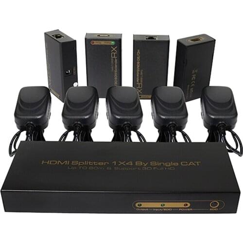 HDMI Splitter 1X4 extender by cat5e cat6/7 up to 60M 1080P 1 TX and 4 HDMI receivers included