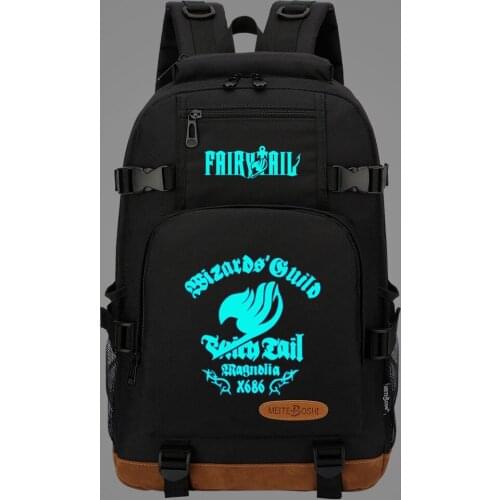 New Kawaii Luminous Anime Fairy Tail Boys Girls Kids School Book Bags Women Bagpack Teenagers Canvas Men Laptop Travel Backpack