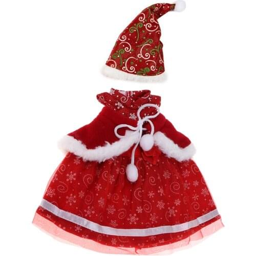 Collections Christmas Outfits - 3 Pieces Outfit for 18 inch Doll Clothes - Red Dress, Red Hat and Red Cape