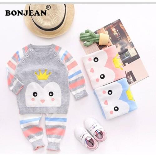 Baby Clothes Set Boys Girls Knitwear Suit Warm Cotton Pullover Knit Sweater Pants 2pcs Outfit Fashion Newborn clothes Infant Set