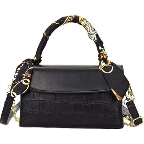 Fashion Stone Pattern PU Leather Handbags Shoulder Bags For Women 2021 New Lady Crossbody Bag With Ribbon Designer Vintage Purse