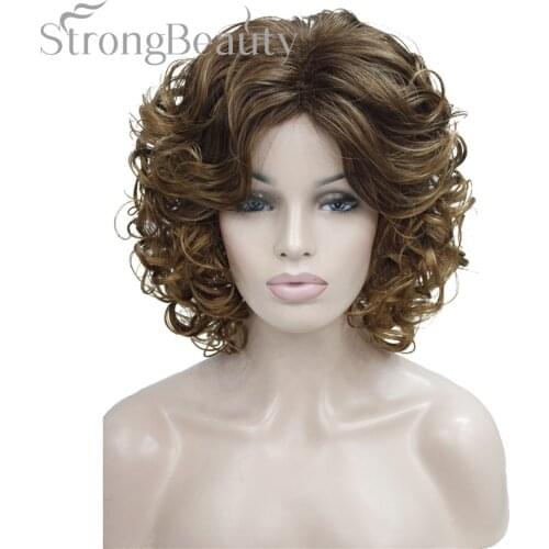 Strong Beauty Synthetic Wigs Medium Curly Blonde Full Wig Heat Resistant For Women