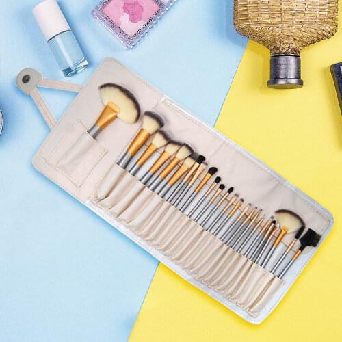 Kaizm 24 Pcs Eye Face Makeup Brushes Set Eye Shadow Powder Foundation Blusher Cosmetic Tool Brush Kits with Case Bag (folded)