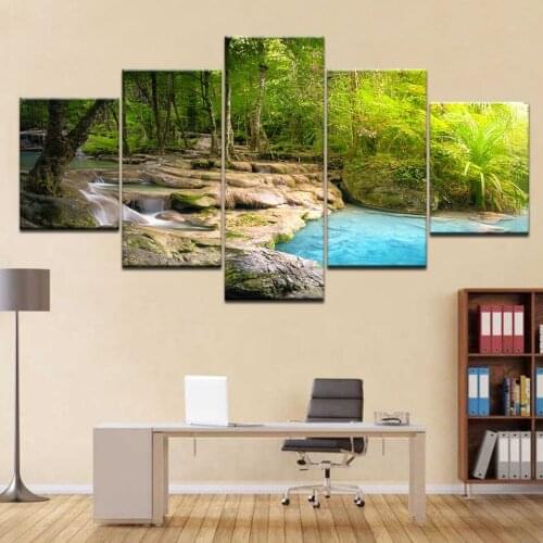 New Modular Figure 5 PCS natural vintage old tree landscape Modular wall frame painting on canvas for home decoration paint