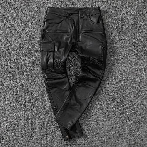 New Designer Mens High quality Cow leather Biker pants C743
