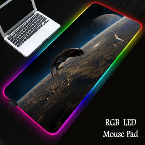 Custom Wired USB Gaming Big Mouse Pad RGB LED Pc Desk Mat Flying Fish Anime Carpet Antislip Luminous 900x400 XLL Game MousePad