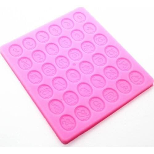 P298Liquid solid circular lace English alphanumeric silicone mould chocolate mould