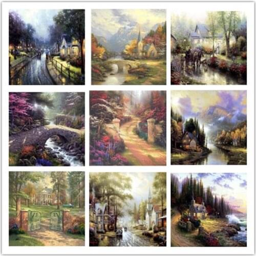 Full square and round 5d diy diamond painted cross stitch vintage home decoration beautiful natural scenery diamond embroidery