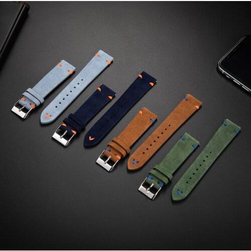 2021 Suede Genuine Leather Watch Strap 20Mm For Huawei Watch Gt/Gt2 Bracelet Strap For Samsung Galaxy Watch 42mm Amazfit Bip