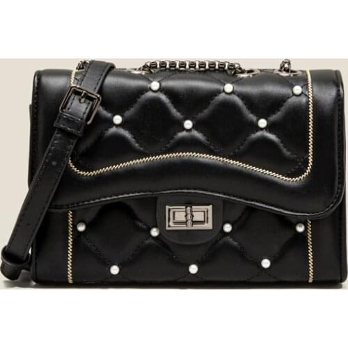 Womens Luxury Diamond Lattice Bag Small Black Leather Shoulder Female Bag 2021 Trend Spring Crossbody Bags Designer Bag Vintage