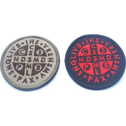 Saint Benedict cross patches Military embroidered Hook patches armband tactical for jacket custom