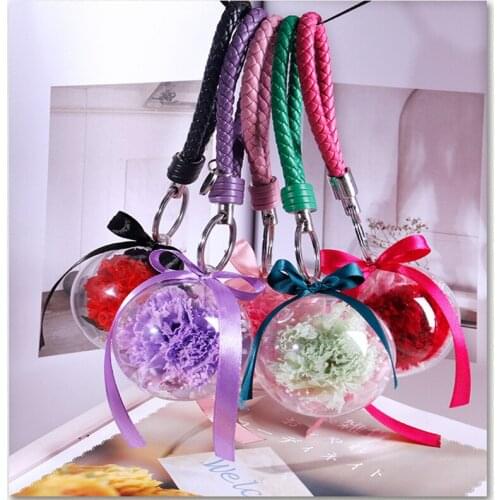 Dried Flower Preserved Rose Key Chain Handmade Charms For DIY Pendents Home Decor Gift forLover Mothers Day Weeding Decoration