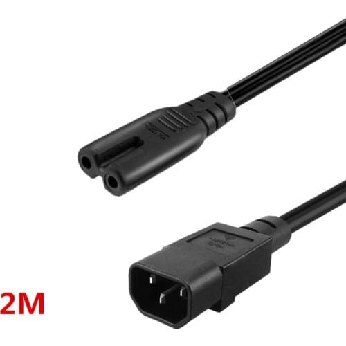 6.6ft IEC 3P Plug to 2P Kettle Female Power Extension Cable C14-C7 PC to Monito High Quality Extension Power Cord 1 pcs