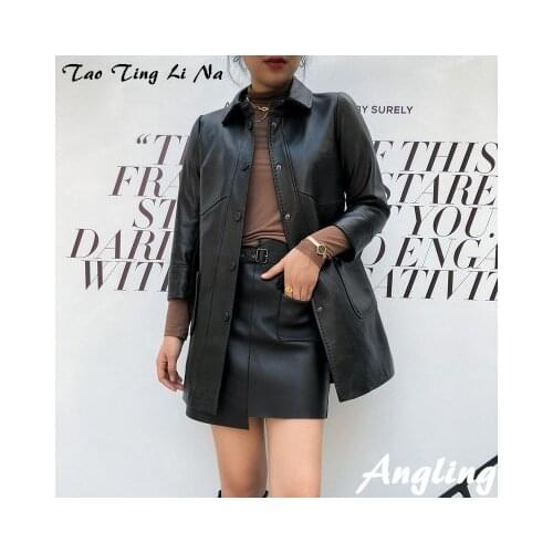 2021 Women Spring Genuine Real Sheep Leather Jacket W2