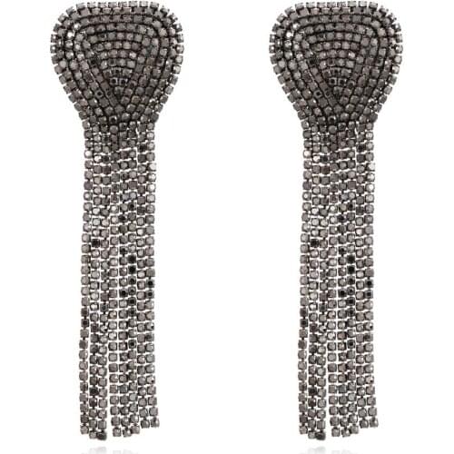 Za Heart-shaped 6 Color Rhinestone Long Chains Earrings for Woman Party Weddings Jewelry