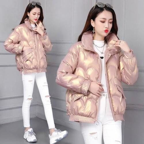 Winter 2021 New Disposable Bright Face Down Padded Jacket Womens Short Korean Loose Cotton-padded Jacket Small Padded Jacket