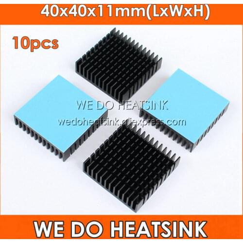 WE DO HEATSINK 10pcs 40x40x11mm Black Anodize Aluminum Heat Sink Radiator With Thermal Pad For IC Packages,BGA,VGA,PGA,QFP,LCC