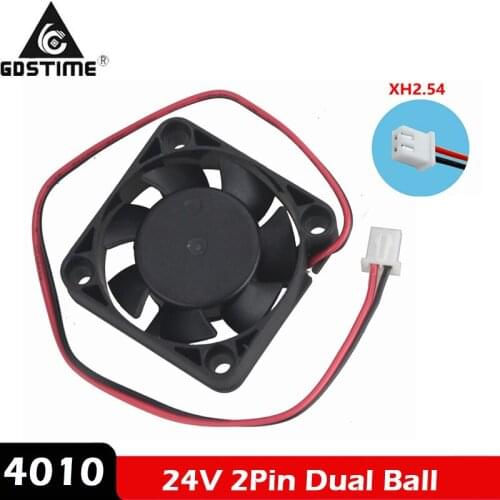 10PCS LOT Gdstime DC Cooling Fan Dual Ball Bearing 24V 2Pin 40x40x10mm 40mm 4cm Brushless Cooler Fan
