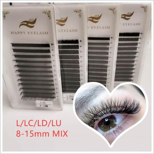 12Rows/Case 8~16mm And Mix 16 Rows Classical False Eyelash For Building Makeup Lashes All Hand Made Individual Eyelash Extension