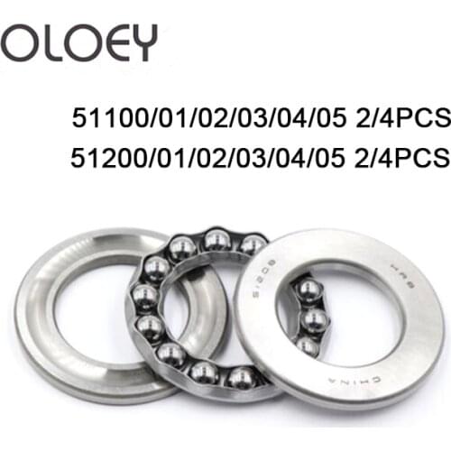 2/4pcs High Quality Plane thrust ball bearing 51100 51101 51102 51103 51104 51105 51200 51201 51202 51203 51404 51205 5111251113