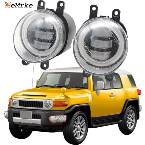 2-Pcs Car Full Led Angel Eye DRL for Toyota FJ Cruiser 2014 2015 2016 2017 2018 Fog Lights Lamp Lens Daylight Car Accessories