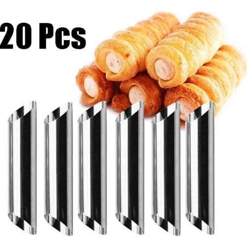 20Pcs Cylindrical Molds Stainless Steel Cannoli Tubes Pastry Dessert Waffle Cone Roll Croissant Mold Tool