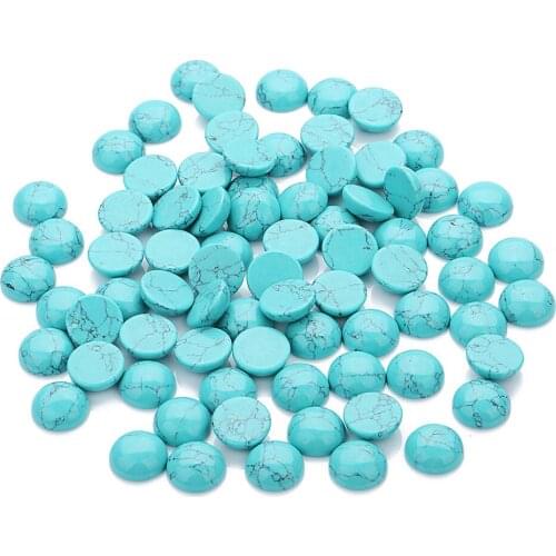 20pcs Natural Blue Turquoise Domed Cabochons 8mm Fit Jewelry Making Settings