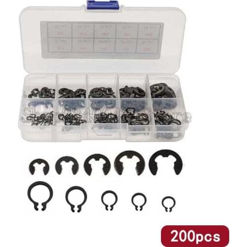 200Pcs Circlip Retaining Ring M3 M4 M5 M6 M8 E-type Circlip/Gourd Retaining Ring Assortment Set holes Shaft Collar Washer Kit