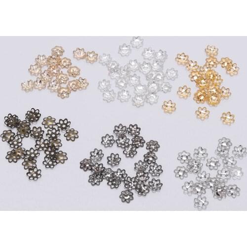 600pcs/Lot 6mm Hollow Flower Findings Cone End Beads Cap Filigree Loose Spacer Bead For DIY Jewelry Finding Making Accessories